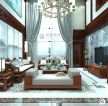 中铁琉森水岸270㎡中式复式客厅装修效果图