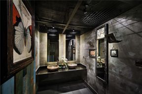 复古工业风格700平米火锅餐厅卫生间设计图片