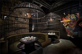 复古工业风格700平米火锅餐厅个性卡座设计图片