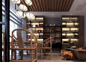 1200平米中式风格茶楼包间实木椅设计图片