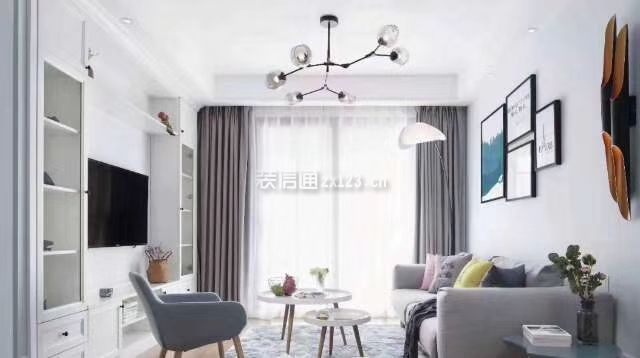 91平米北欧简约风格二居客厅沙发设计图片