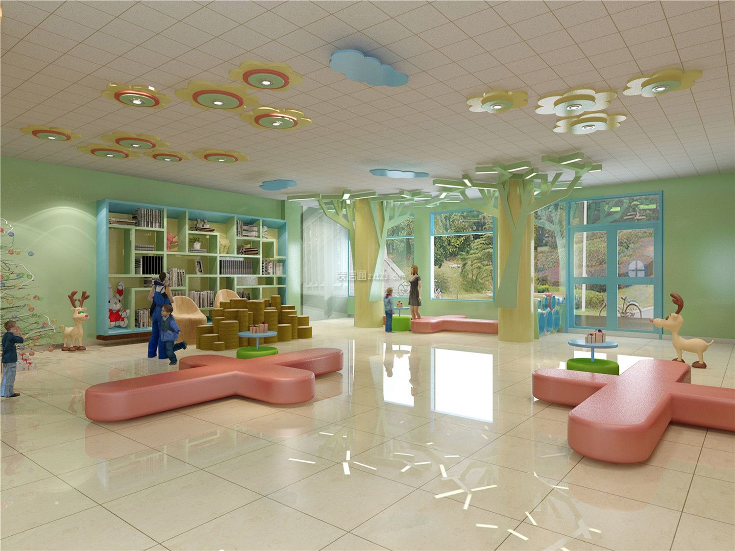 現(xiàn)代風(fēng)格幼兒園教室背景墻裝修效果圖