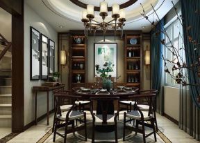 赫山别墅173平中式风格餐厅装修设计
