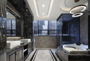 新中式风格97平四居浴室背景墙设计效果图