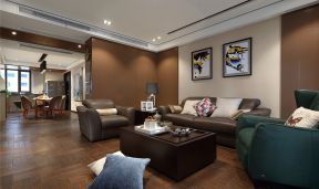 120平米港式风格三室客厅沙发背景墙家装图片
