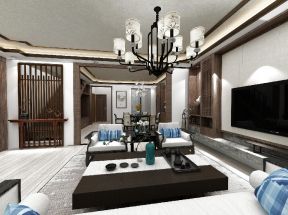新中式风格家庭客厅吊灯设计效果图