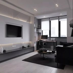 现代风格45平米单身公寓客厅电视墙设计图片