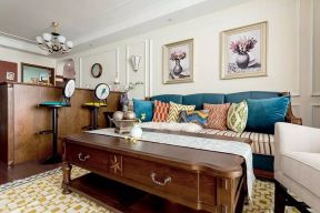 100平米简美式风格三居客厅沙发墙家装图片