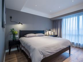 现代北欧风格90平米两居卧室床头背景墙装修图片