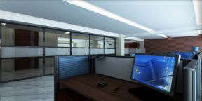 现代风格办公楼办公空间电脑桌装修效果图