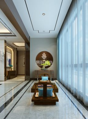 新中式风格541平米别墅阳台茶室装潢效果图