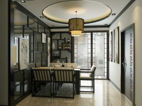 新中式风格家庭餐厅酒柜设计效果图一览