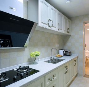 地中海风格一字型厨房装修设计效果图-每日推荐