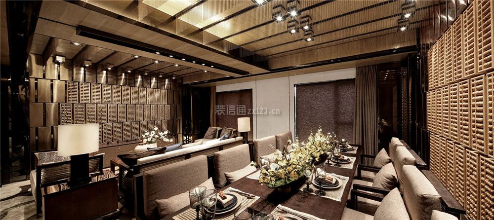 2023大户型中式风格家庭餐厅装潢图片