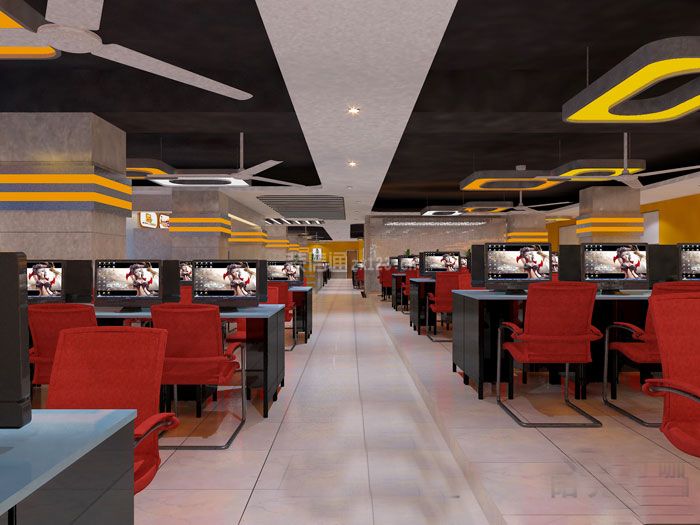 现代风格600平米网咖网吧大厅装修效果图