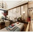 130平新中式风格三室客厅沙发墙家装效果图