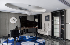 现代风格家庭别墅钢琴房装修效果图