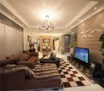 183平方现代风格家庭客厅软包背景墙装修效果图