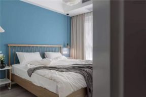 89平米简约风格两居卧室蓝色墙面装饰图片
