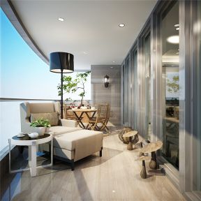 现代简约风格家庭阳台休闲区装潢设计效果图
