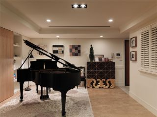 美式复古风格家庭钢琴房装修效果图
