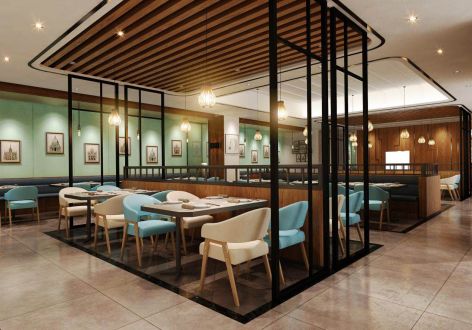 米诺士茶餐厅500平混搭风格餐厅装修案例
