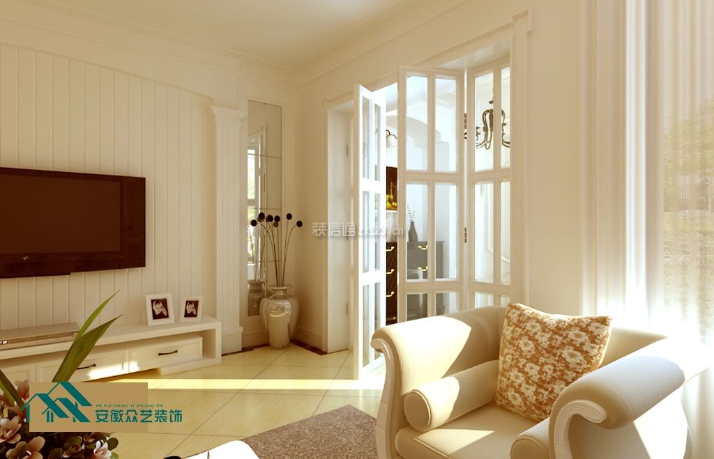 147平米现代欧式风格二居客厅折叠门装饰效果图