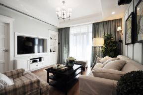 美式风格144平米新房客厅布艺沙发装修效果图