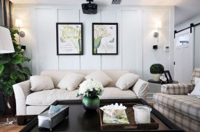 美式风格144平米客厅沙发背景墙装修效果图