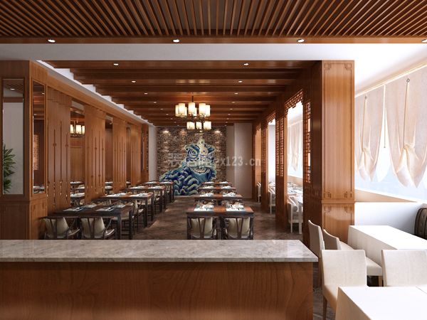 400平米中式风格餐厅大厅装修效果图