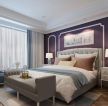 法式轻奢浪漫风格卧室床头背景墙紫色装修图片 