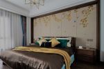 新中式风格300平别墅卧室床头背景墙设计图片