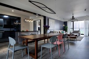 现代简约风格新房餐厅木质餐桌设计装修图