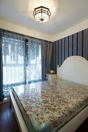 地中海风格89平三居室卧室窗帘家装图片
