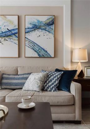 简约美式风格100平米二居室客厅沙发家装图片
