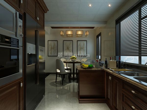 300平米新中式风格别墅厨房装潢效果图