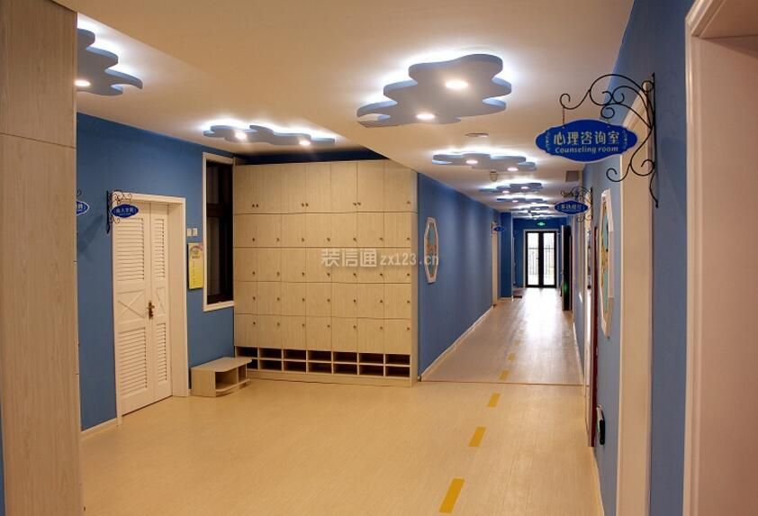 高端幼儿园走廊创意吊顶设计装修图片