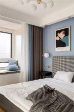 现代北欧风格110平二居卧室墙面挂画设计图
