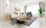 现代轻奢风格80平米二居客厅沙发墙设计效果图