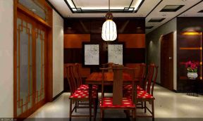 新中式风格220平米别墅餐厅吊顶灯装修效果图