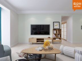 北欧风格138平三房客厅电视墙设计效果图片