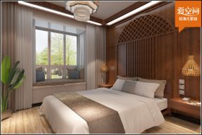 东南亚风格121平米三居卧室床头背景墙设计效果图