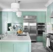 欧式家居厨房绿色橱柜整体装饰设计图片
