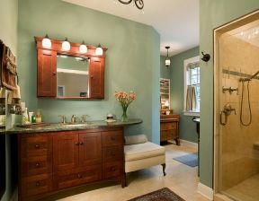 欧式古典浴室绿色家居背景墙装饰设计图片