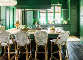  2020绿色厨房整体橱柜效果图 2020绿色厨房设计效果图 绿色厨房