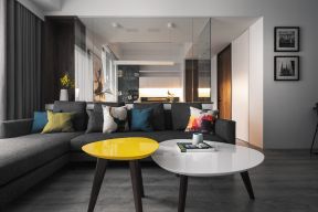 153平米现代简约三居室客厅茶几设计效果图片