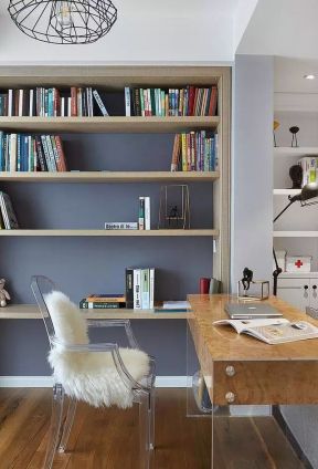 89平米现代简约风格二居室书房书架设计图