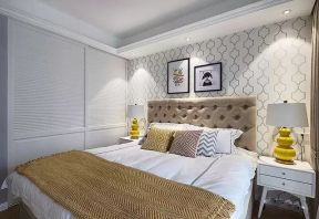 89平米现代简约风格二居室卧室壁纸背景墙设计图