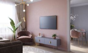 现代北欧风格88平米二居客厅电视墙设计图