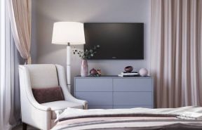 现代北欧风格88平米二居卧室电视柜设计图